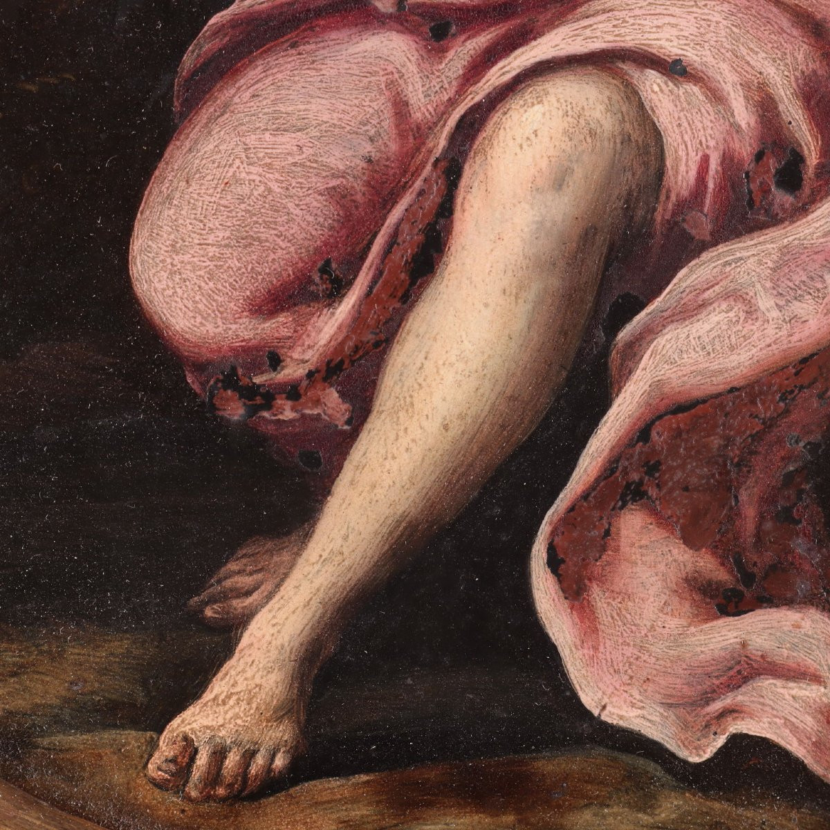 Coppia di Dipinti su Ardesia - La Maddalena penitente e San Giovanni Battista-photo-4