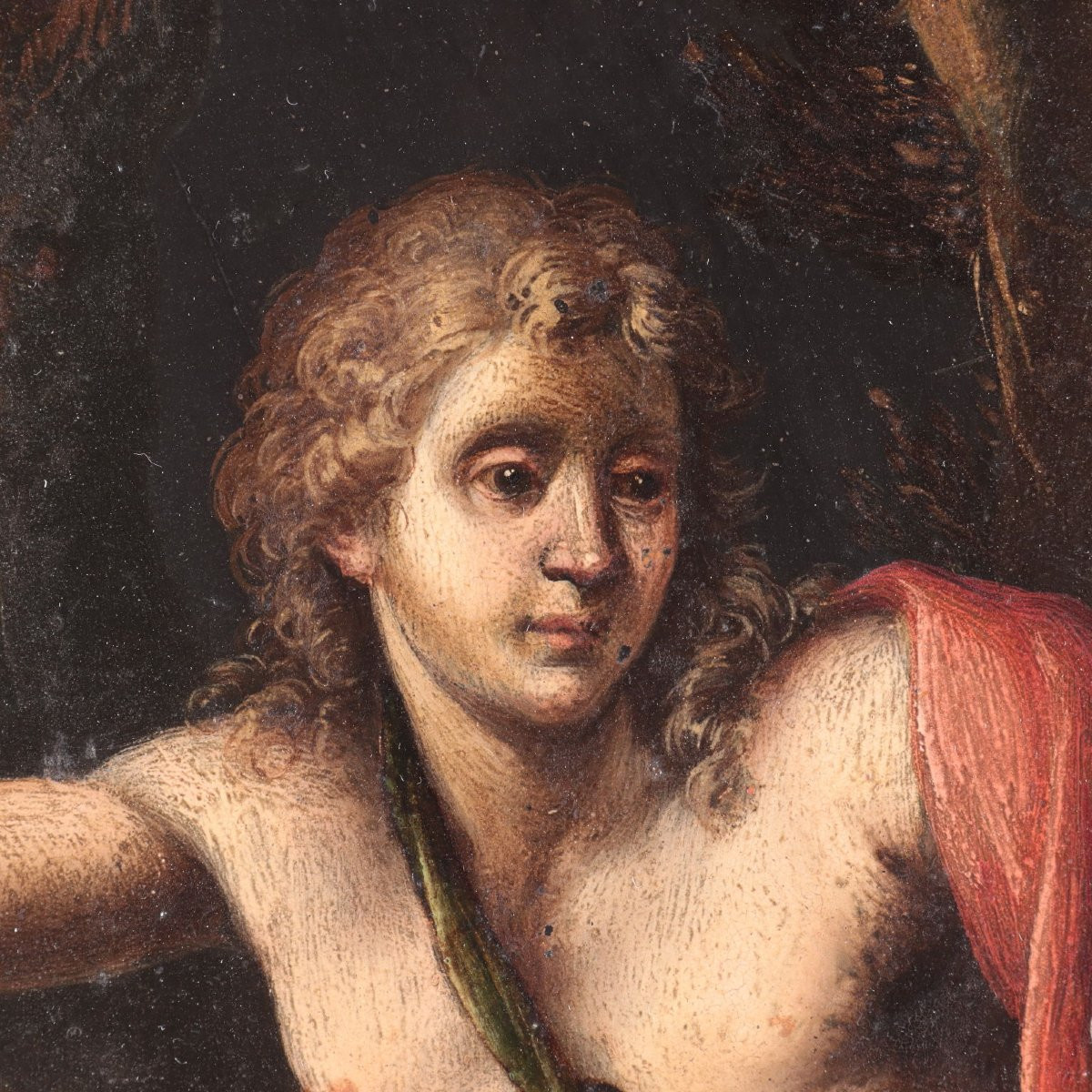 Coppia di Dipinti su Ardesia - La Maddalena penitente e San Giovanni Battista-photo-4