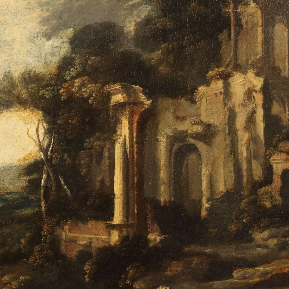 Dipinto Attribuito a Pieter De Witte II Paesaggio con Rovine Classicheggianti-photo-1