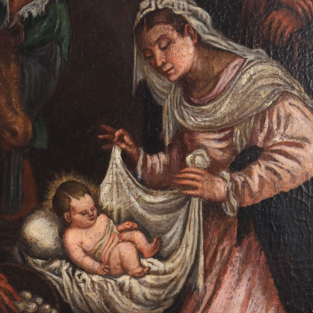 Dipinto della Bottega di Francesco Bassano Natività XVI secolo-photo-4