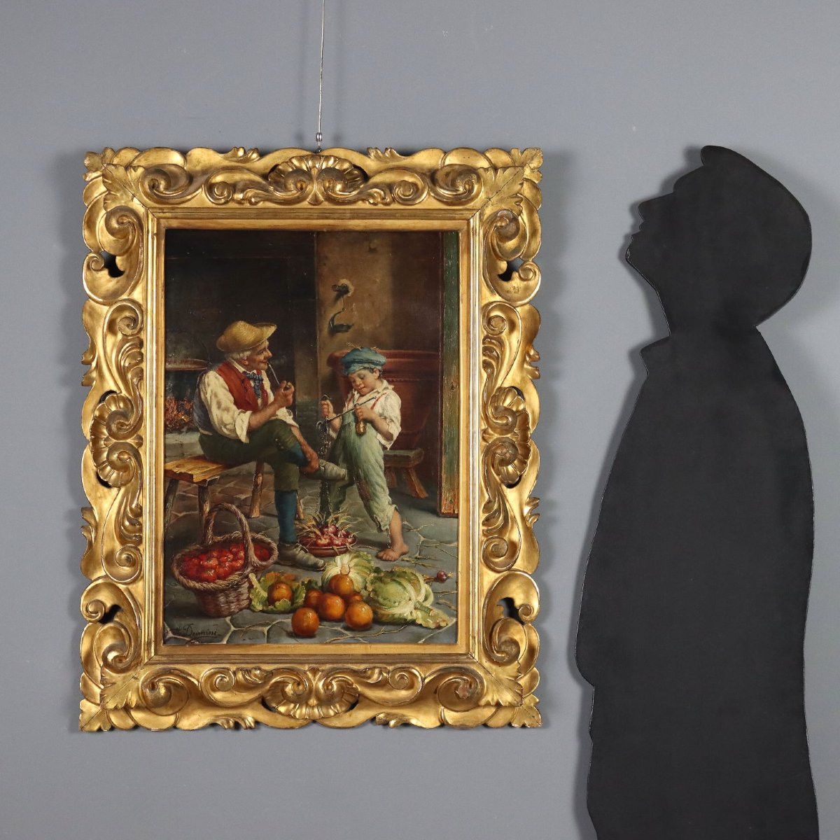 Dipinto di Adolfo Dumini La Preparazione per il Mercato-photo-2