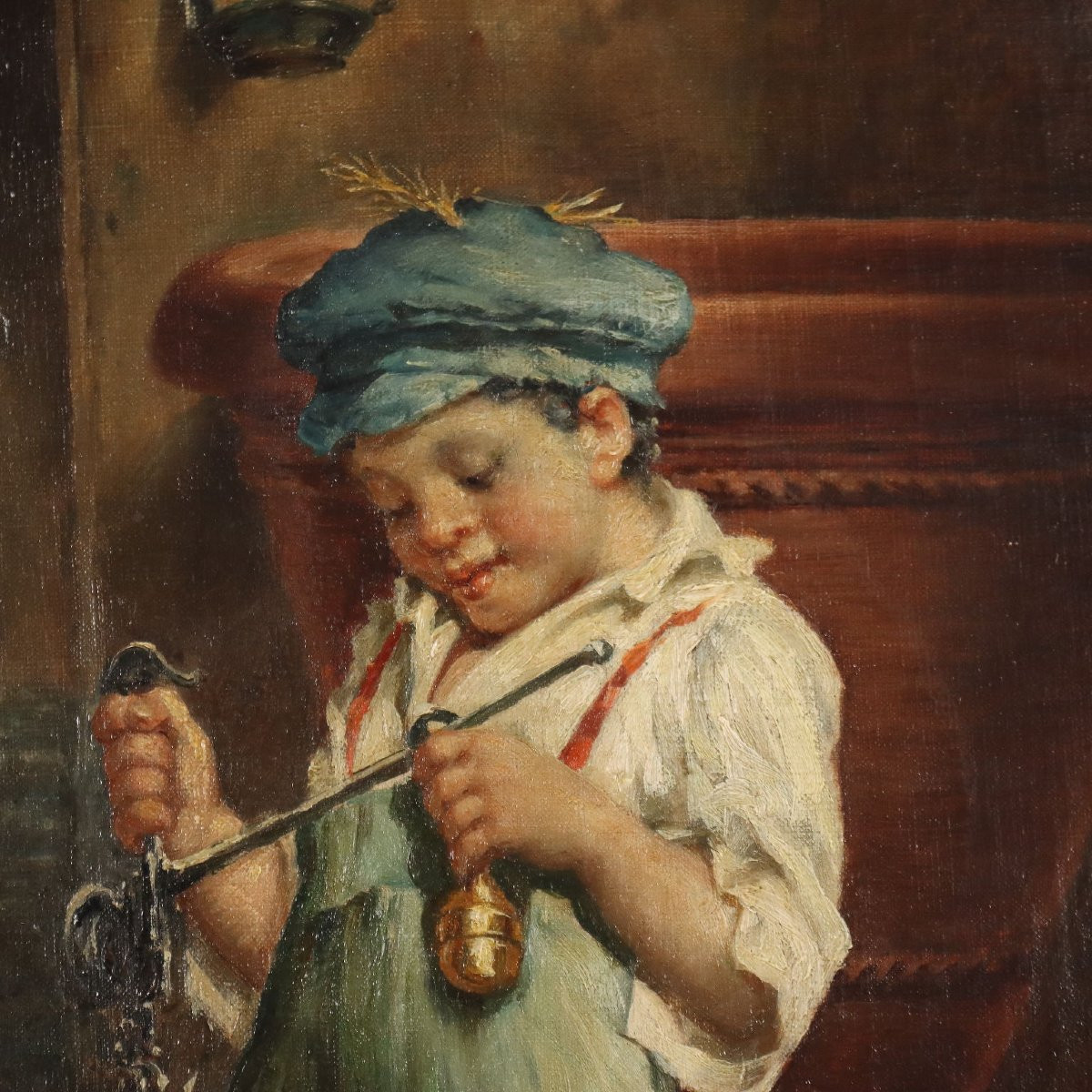 Dipinto di Adolfo Dumini La Preparazione per il Mercato-photo-1