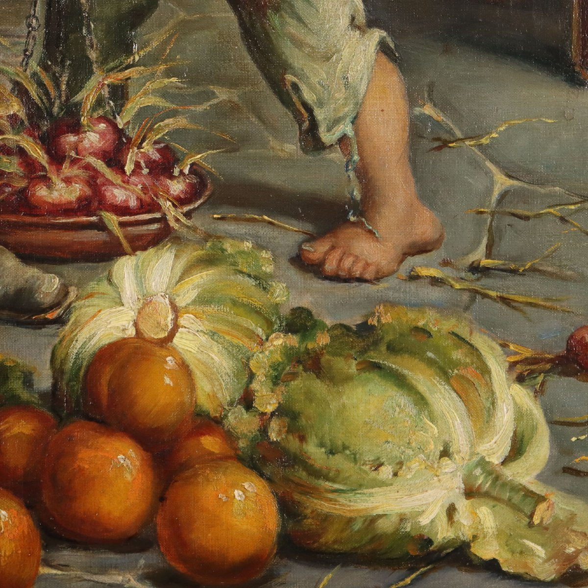 Dipinto di Adolfo Dumini La Preparazione per il Mercato-photo-3