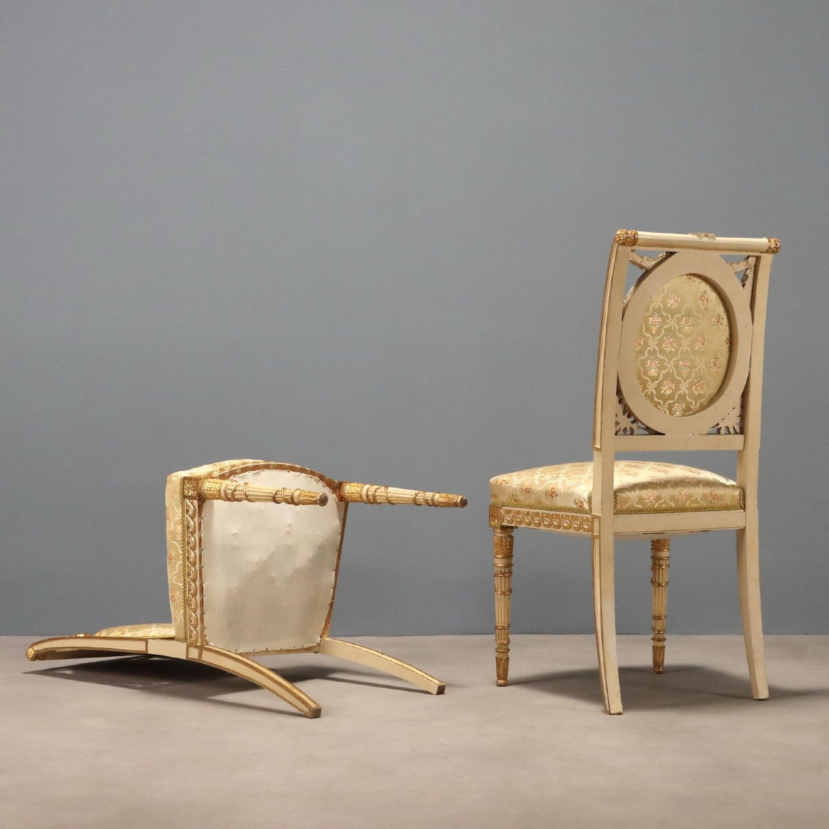 Gruppo Quattro Sedie in Stile Neoclassico Italia Fine XIX Secolo-photo-6