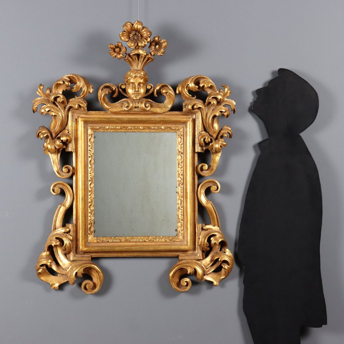 Piccola Specchiera Intagliata e Dorata Italia Fine XIX Secolo-photo-2