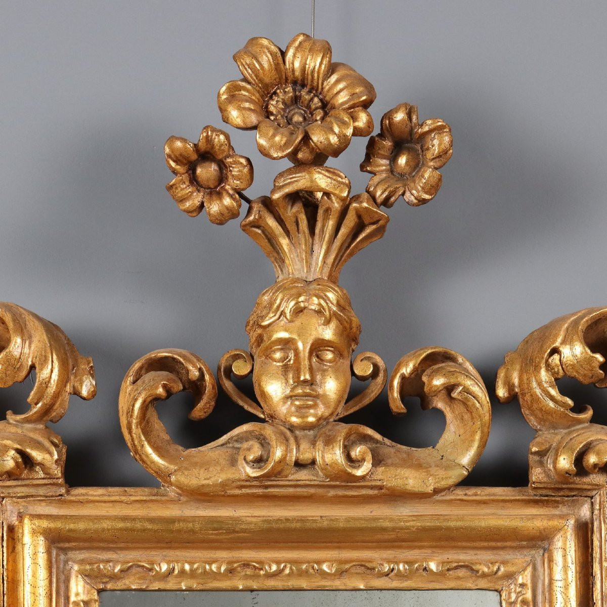 Piccola Specchiera Intagliata e Dorata Italia Fine XIX Secolo-photo-3