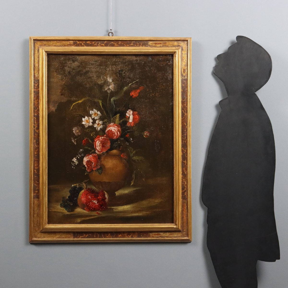 Dipinto con Natura Morta con Fiori e Frutta XVIII Secolo-photo-2