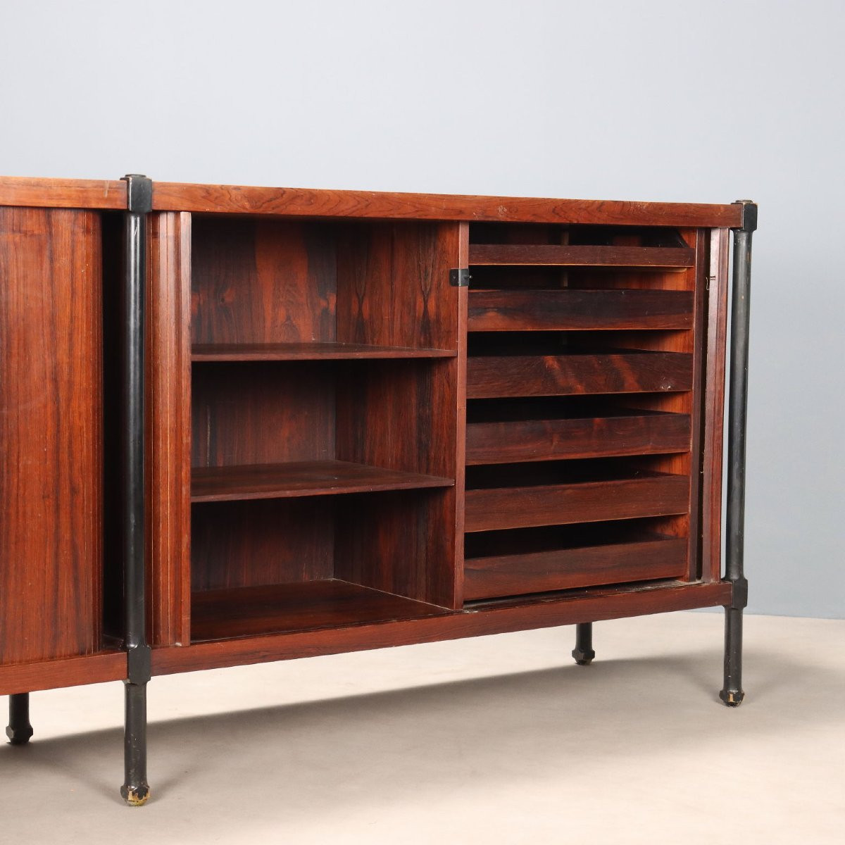 Credenza Vintage Impiallacciata Legno Esotico Design Anni 60-photo-3