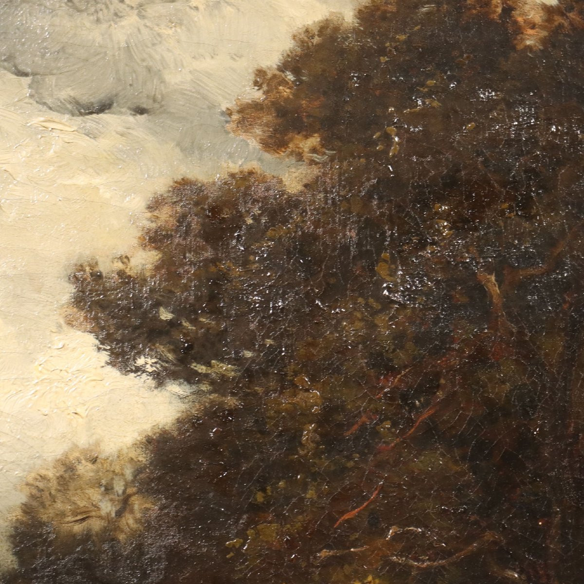 Dipinto di Jean Ferdinand Chaigneau Paesaggio con Pastorella e Pecore XIX Secolo-photo-2