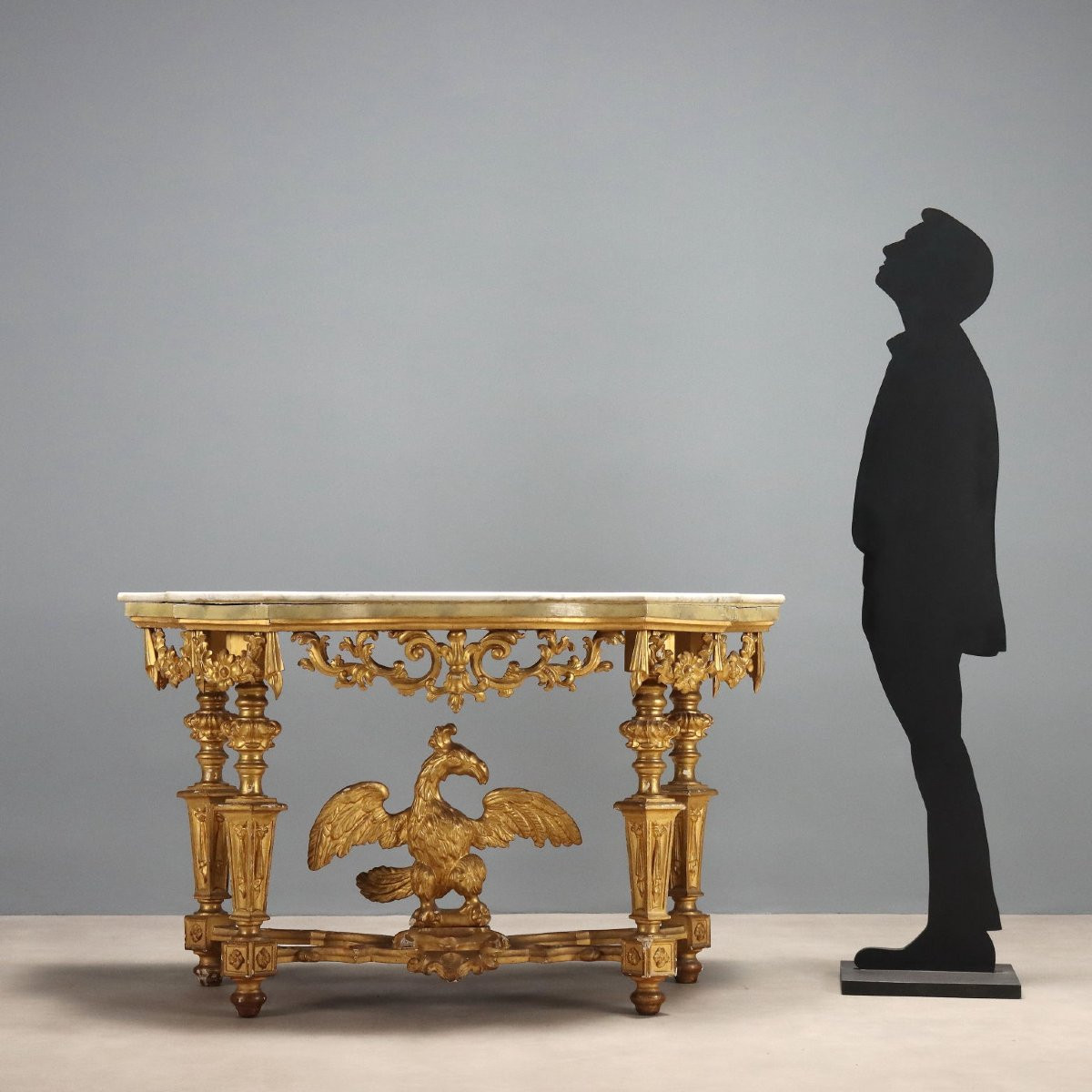 Consolle in Legno Intagliato e Dorato Italia Metà XIX Secolo-photo-2