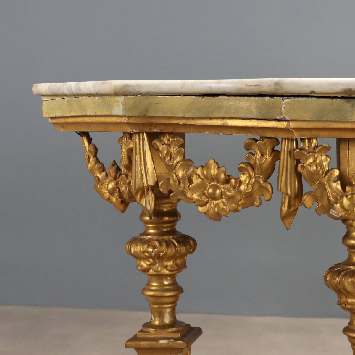 Consolle in Legno Intagliato e Dorato Italia Metà XIX Secolo-photo-4