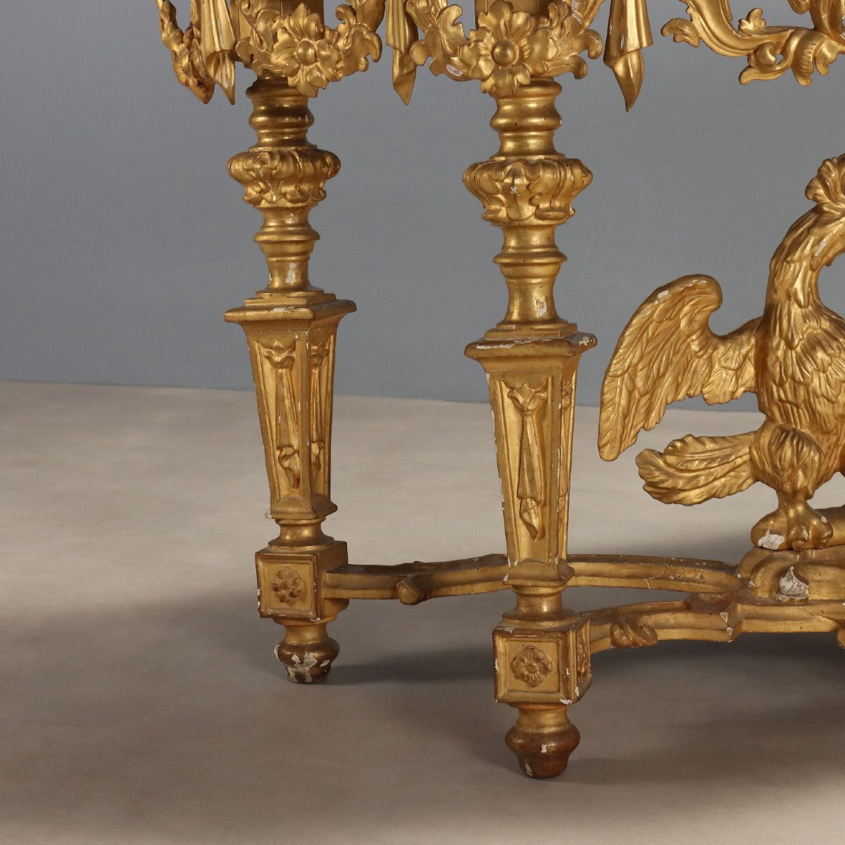 Consolle in Legno Intagliato e Dorato Italia Metà XIX Secolo-photo-3