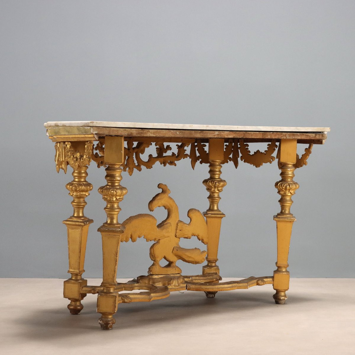 Consolle in Legno Intagliato e Dorato Italia Metà XIX Secolo-photo-8