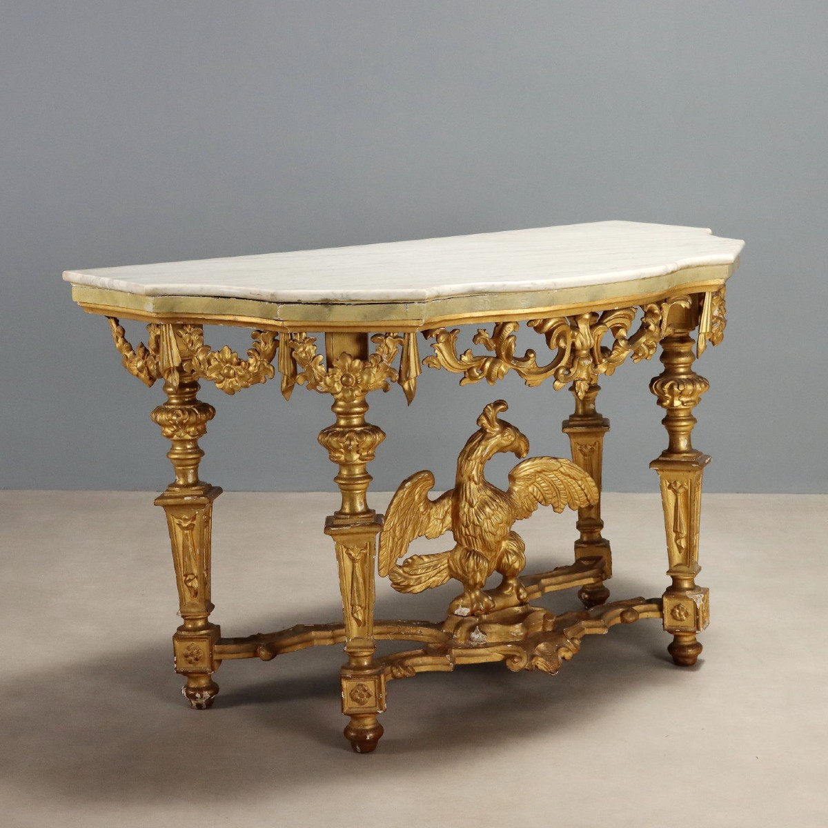 Consolle in Legno Intagliato e Dorato Italia Metà XIX Secolo