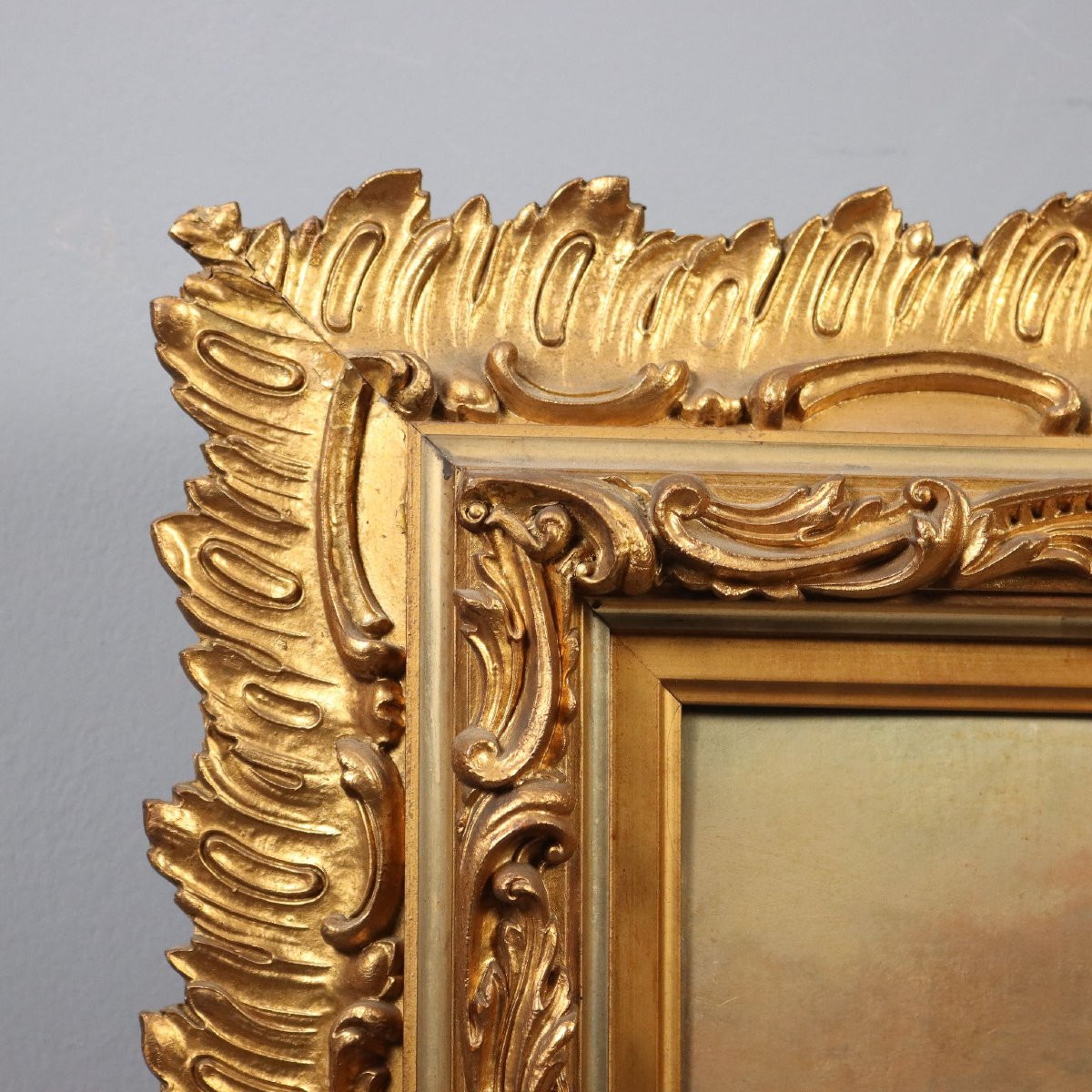 Dipinto di Ugo Gheduzzi Veduta di Paese al Tramonto XX Secolo -photo-4