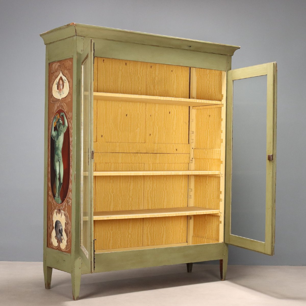 Armadio Direttorio in Noce Laccato e Dipinto Italia Inizio XIX Secolo-photo-3