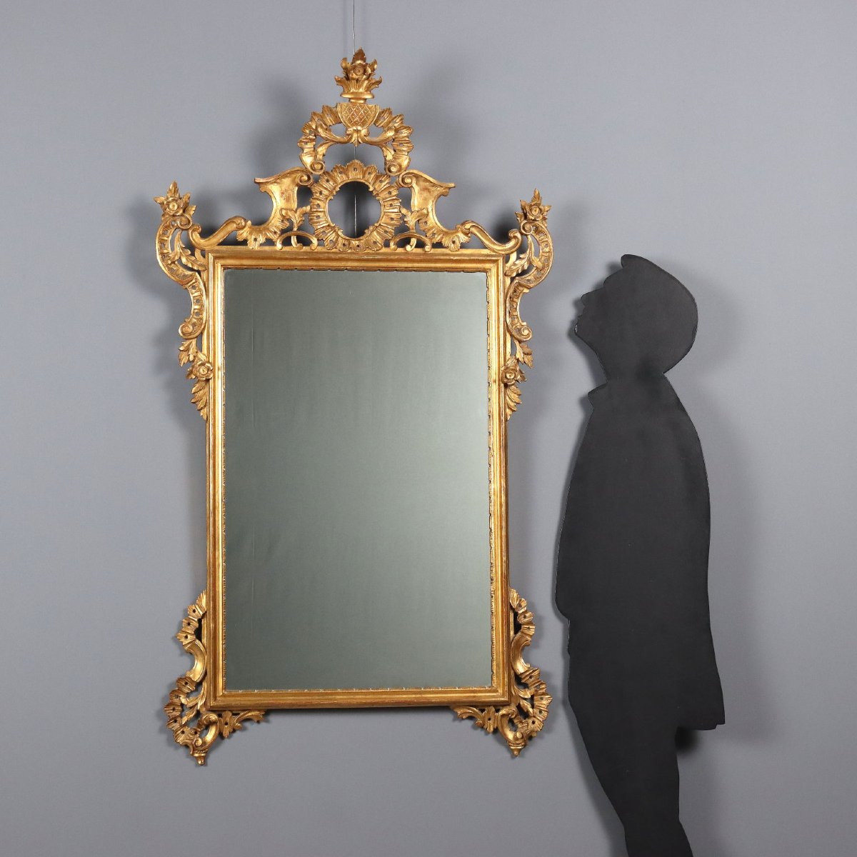 Specchiera con Cornice in Legno Intagliato e Dorato Italia XX Secolo-photo-2