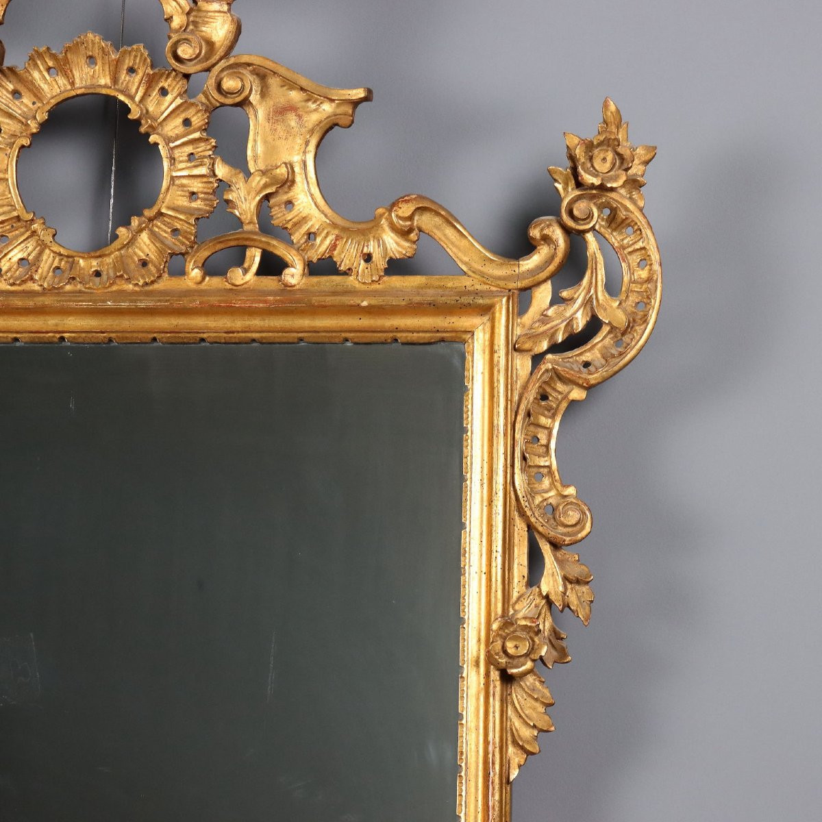 Specchiera con Cornice in Legno Intagliato e Dorato Italia XX Secolo-photo-1