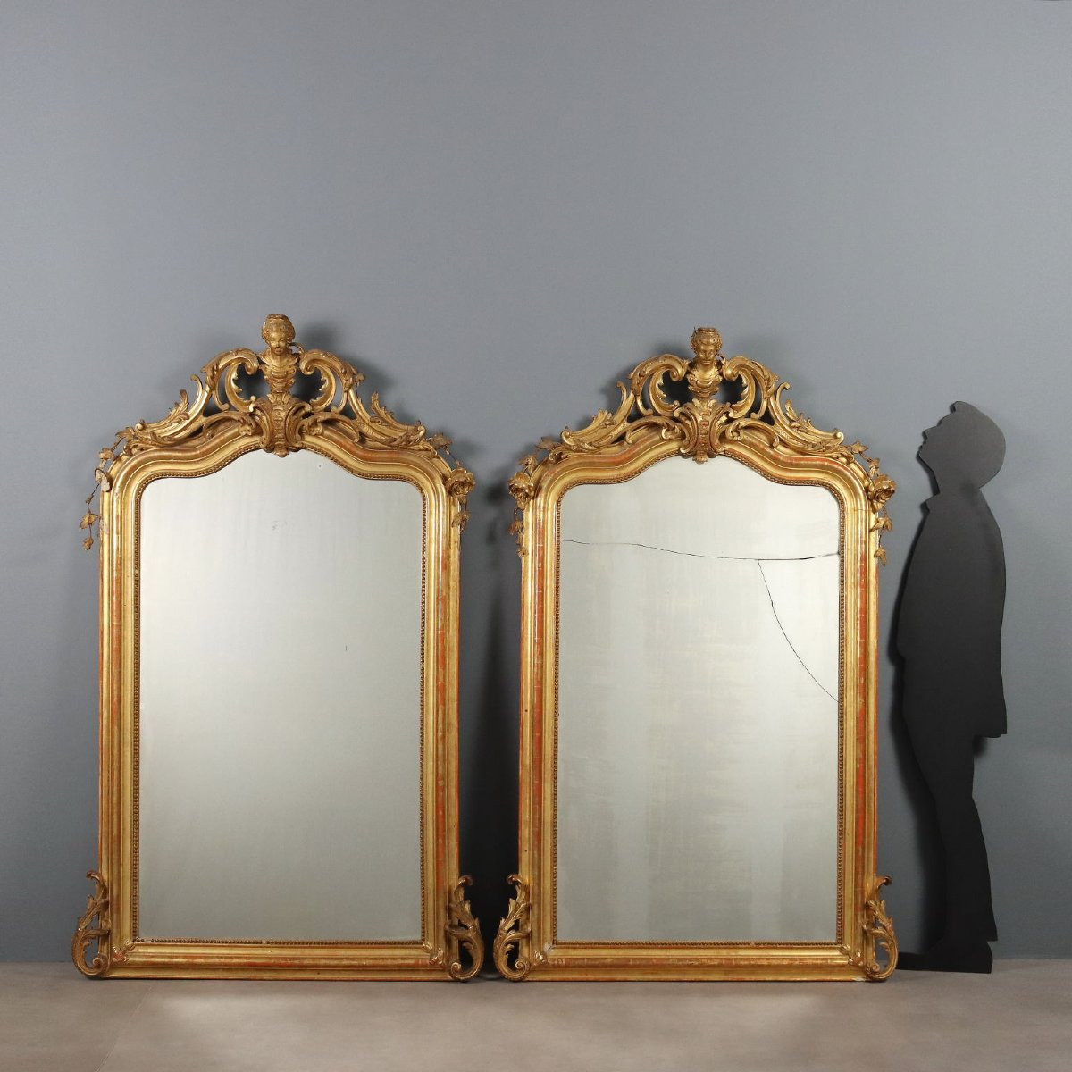 Coppia di Specchiere Intagliate e Dorate Francia Metà XIX Secolo-photo-2