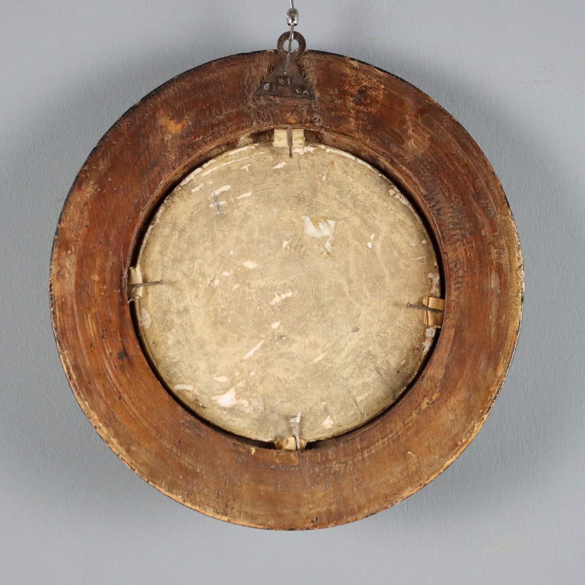 Mosè Salvato dalle Acque Tondo in Maiolica dentro Cornice in Legno Manifattura Castelli d'Abruz-photo-4