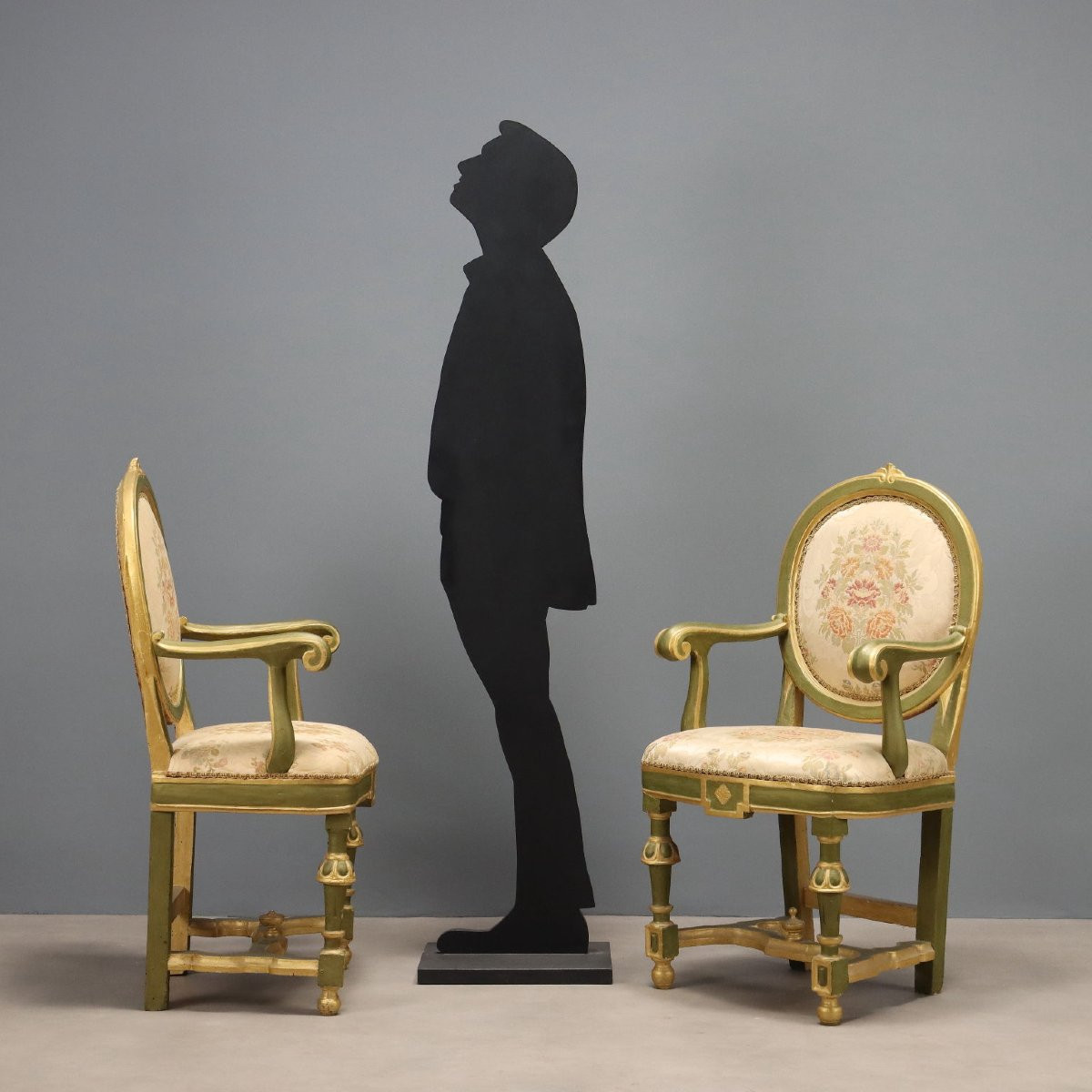 Gruppo di dieci Poltroncine Barocche Laccate e Dorate Italia XVIII Secolo-photo-2