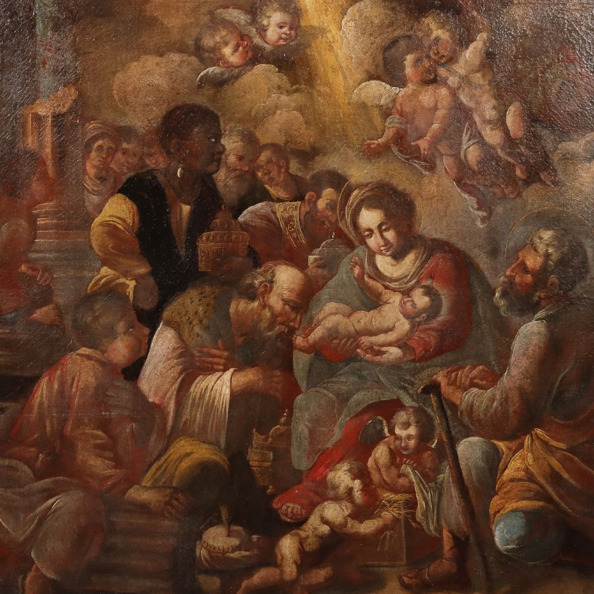 Dipinto Adorazione dei Magi XVII Secolo-photo-3