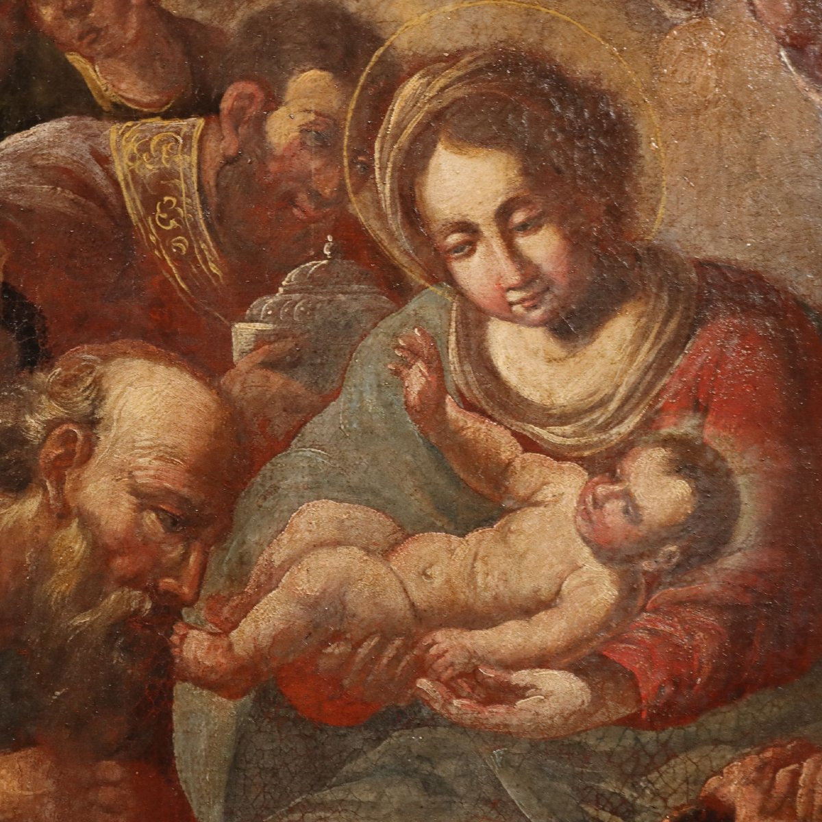 Dipinto Adorazione dei Magi XVII Secolo-photo-4