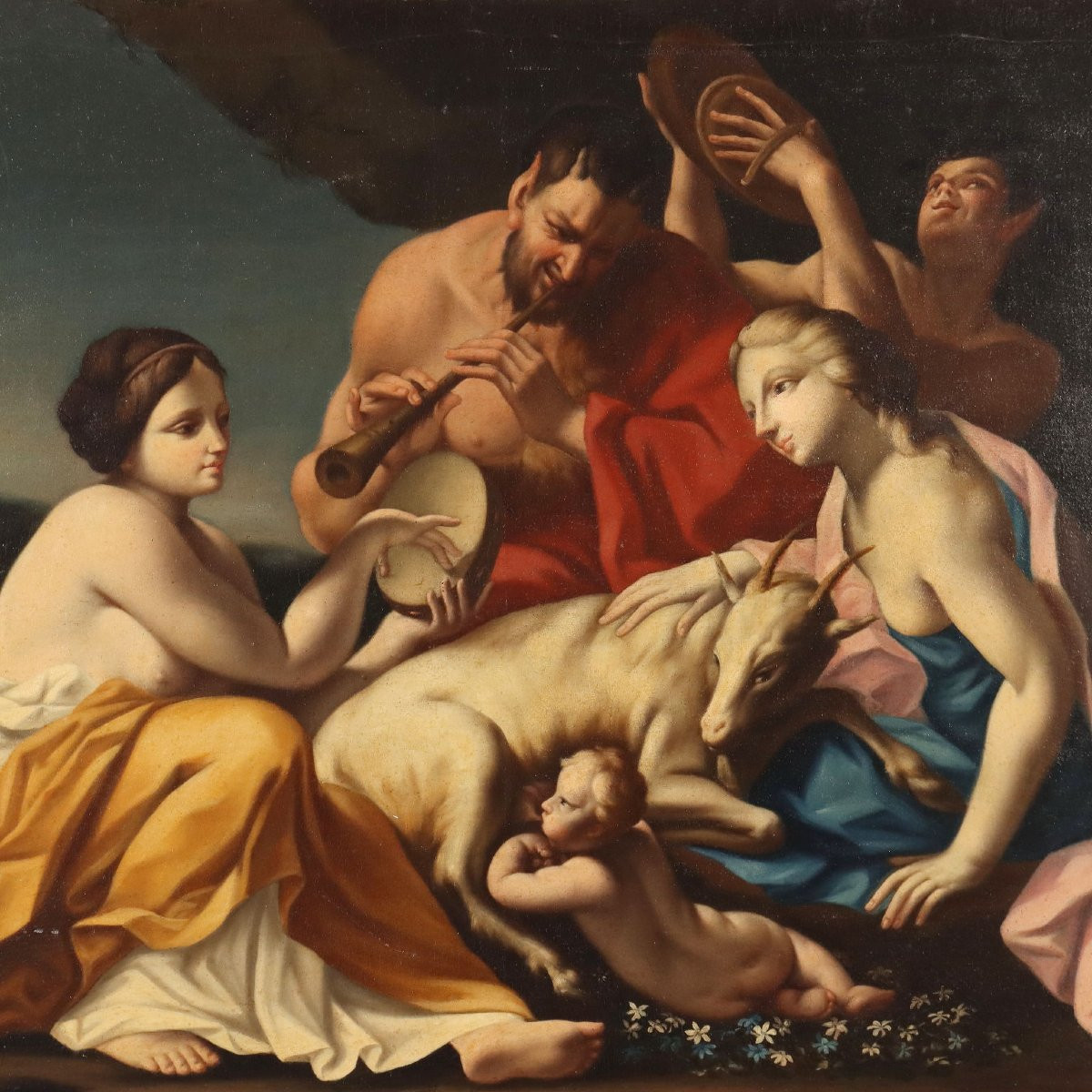 Dipinto L'Infanzia di Giove Ambito di Carlo Cignani  XVIII Secolo-photo-3