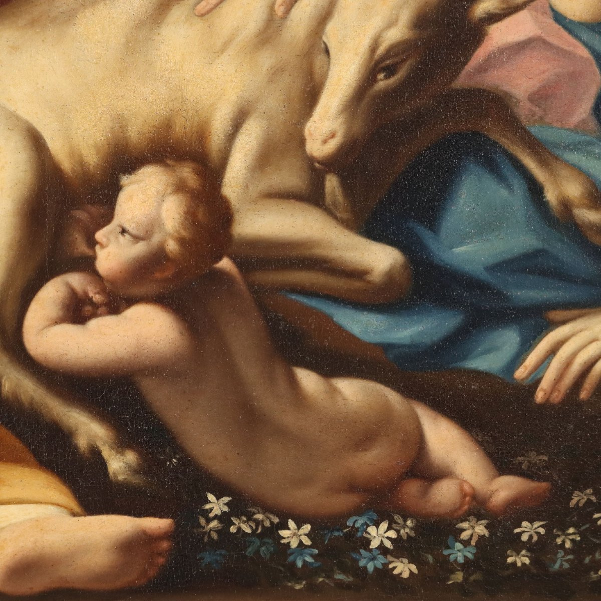 Dipinto L'Infanzia di Giove Ambito di Carlo Cignani  XVIII Secolo-photo-4