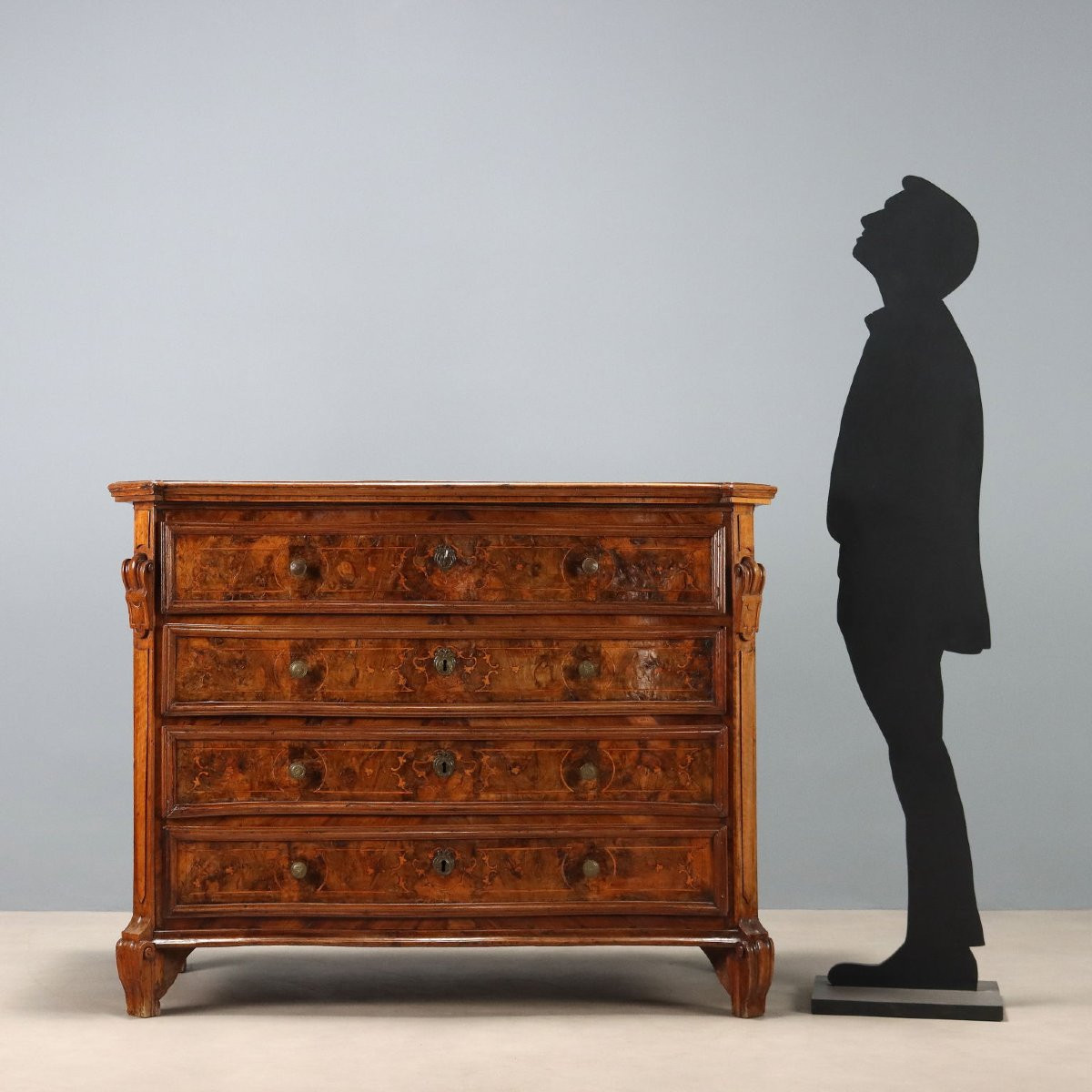 Cassettone Barocco Lombardo in Noce e Radica di Noce Lombardia XVIII Secolo-photo-2
