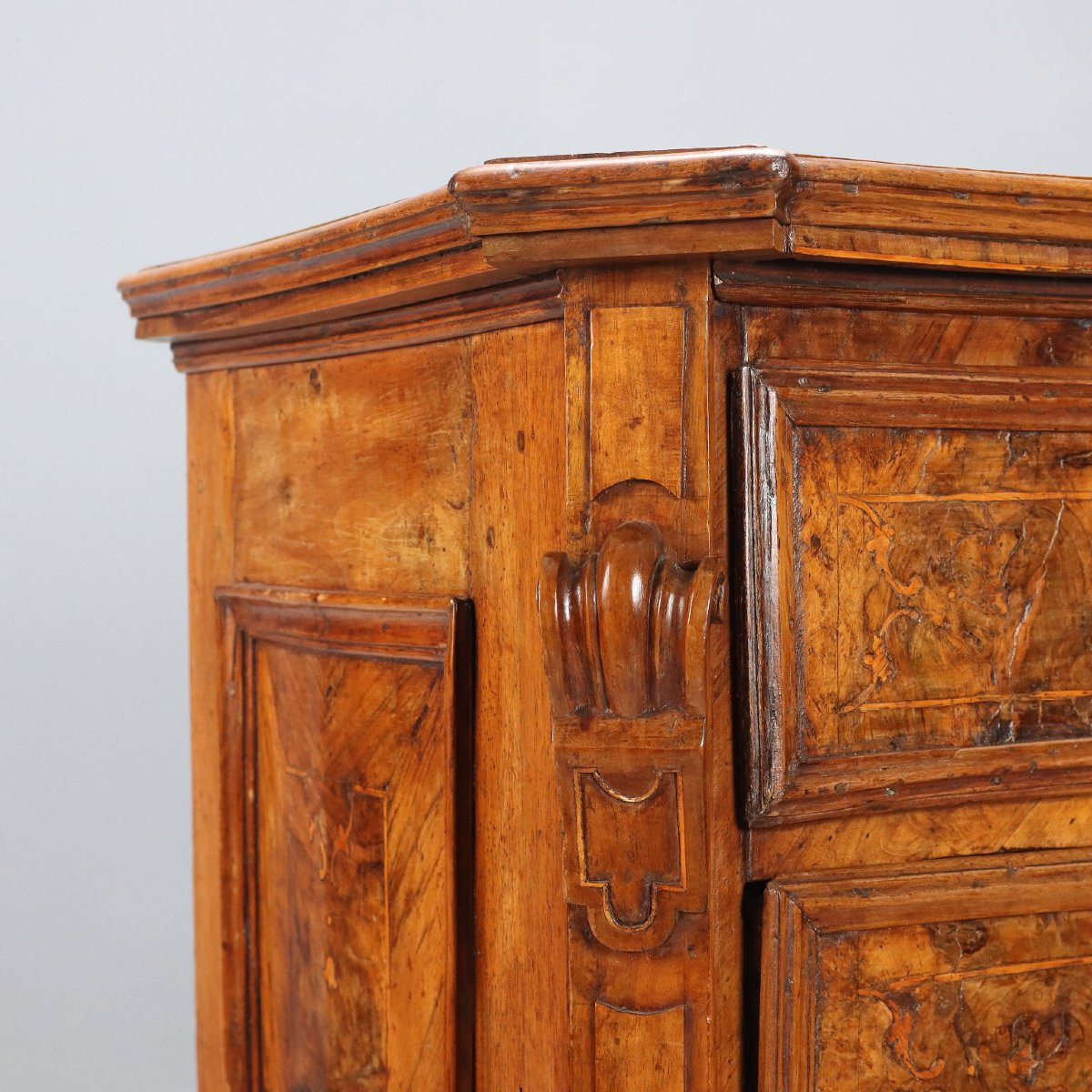 Cassettone Barocco Lombardo in Noce e Radica di Noce Lombardia XVIII Secolo-photo-4
