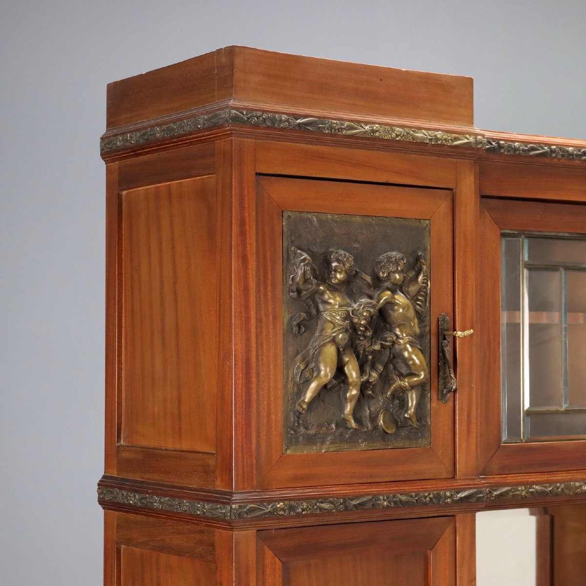 Credenza Liberty in Mogano e Fusioni in Bronzo Italia Inizio XX Secolo-photo-1