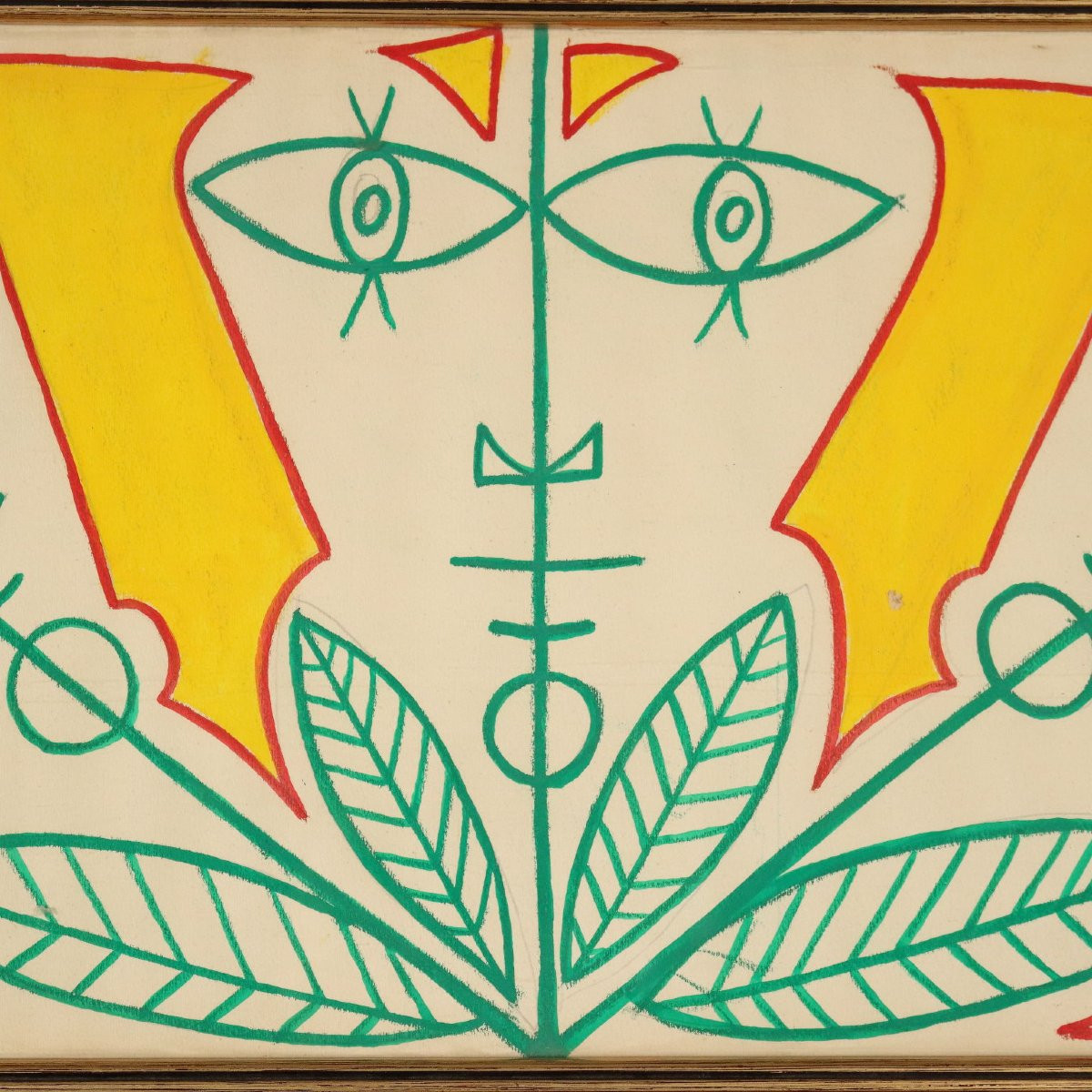 Due disegni di Jean Cocteau 'Tre Volti otto Foglie'  XX Secolo-photo-3