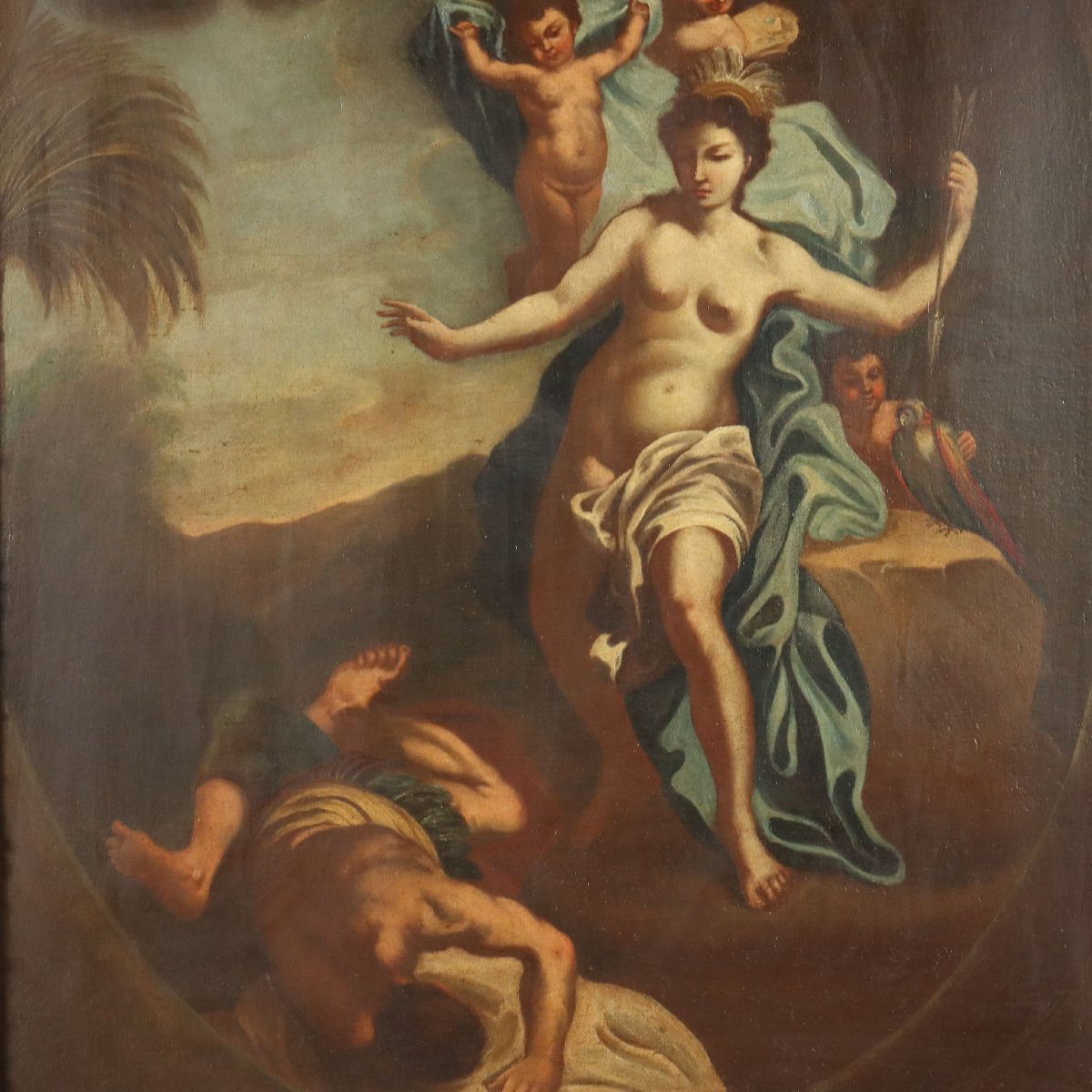 Dipinto con Allegoria dell'America XVIII Secolo-photo-3