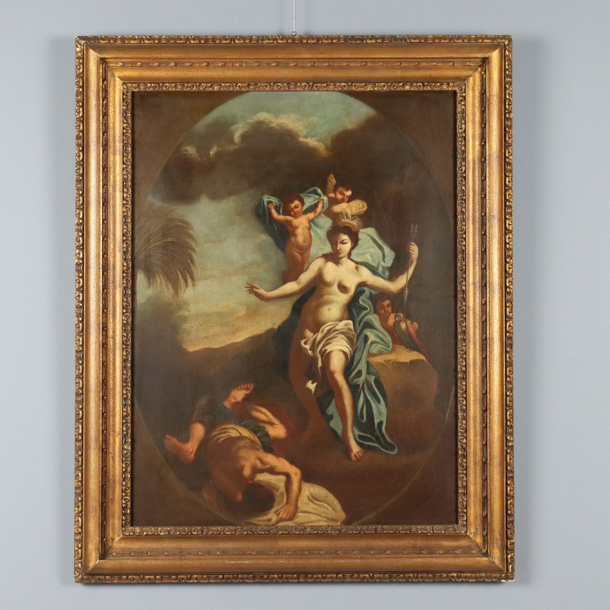 Dipinto con Allegoria dell'America XVIII Secolo