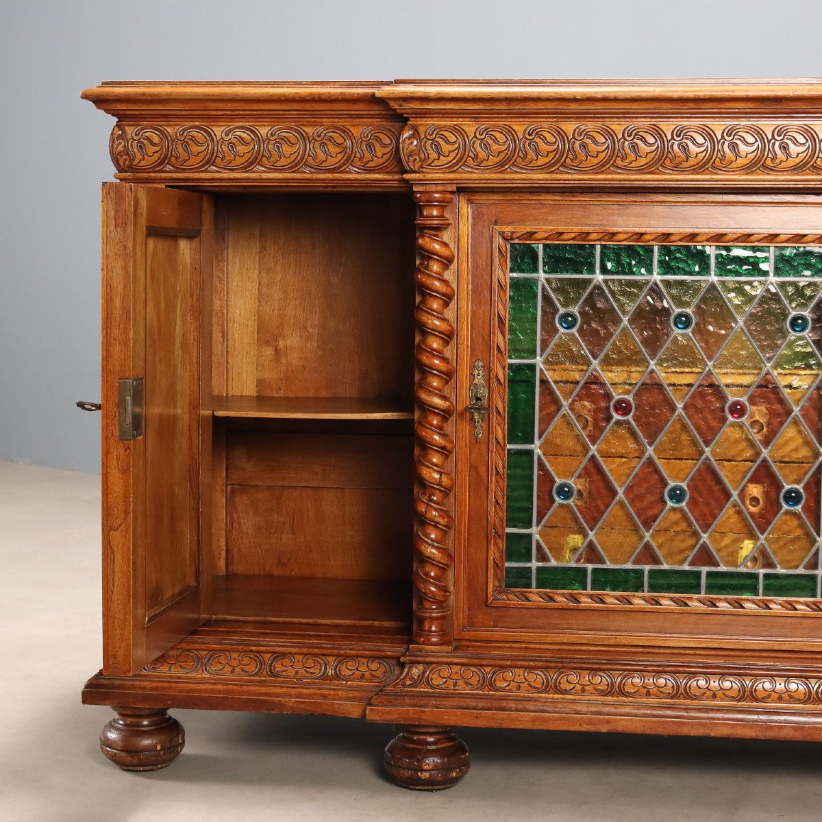 Credenza in Stile Neobarocco in Noce Italia Fine XIX Secolo-photo-3