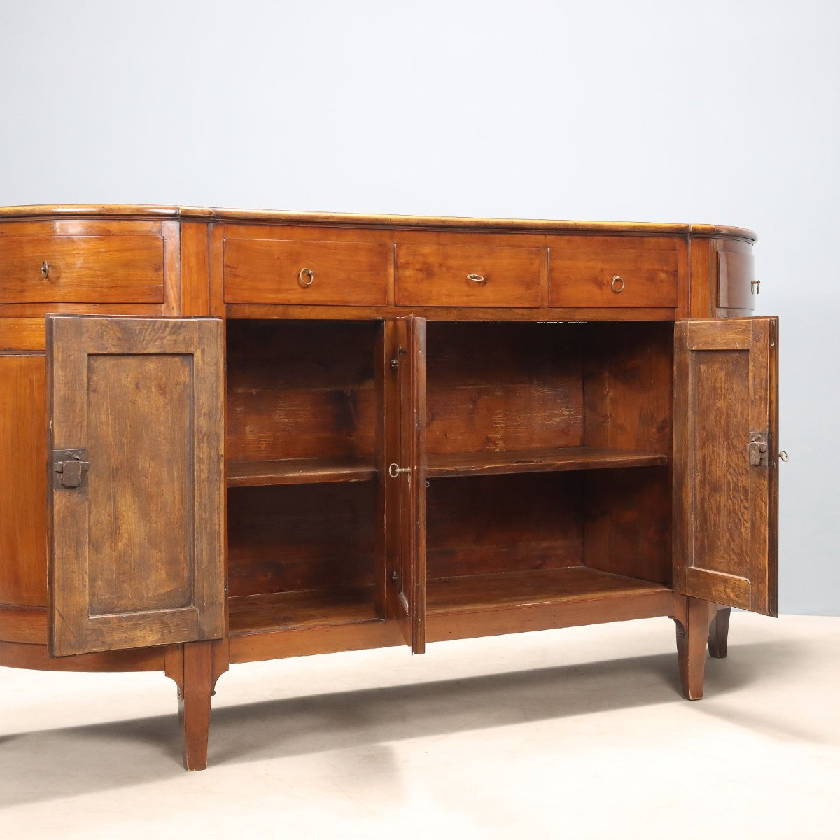 Credenza Scantonata in Ciliegio Italia Inizio XX Secolo-photo-3