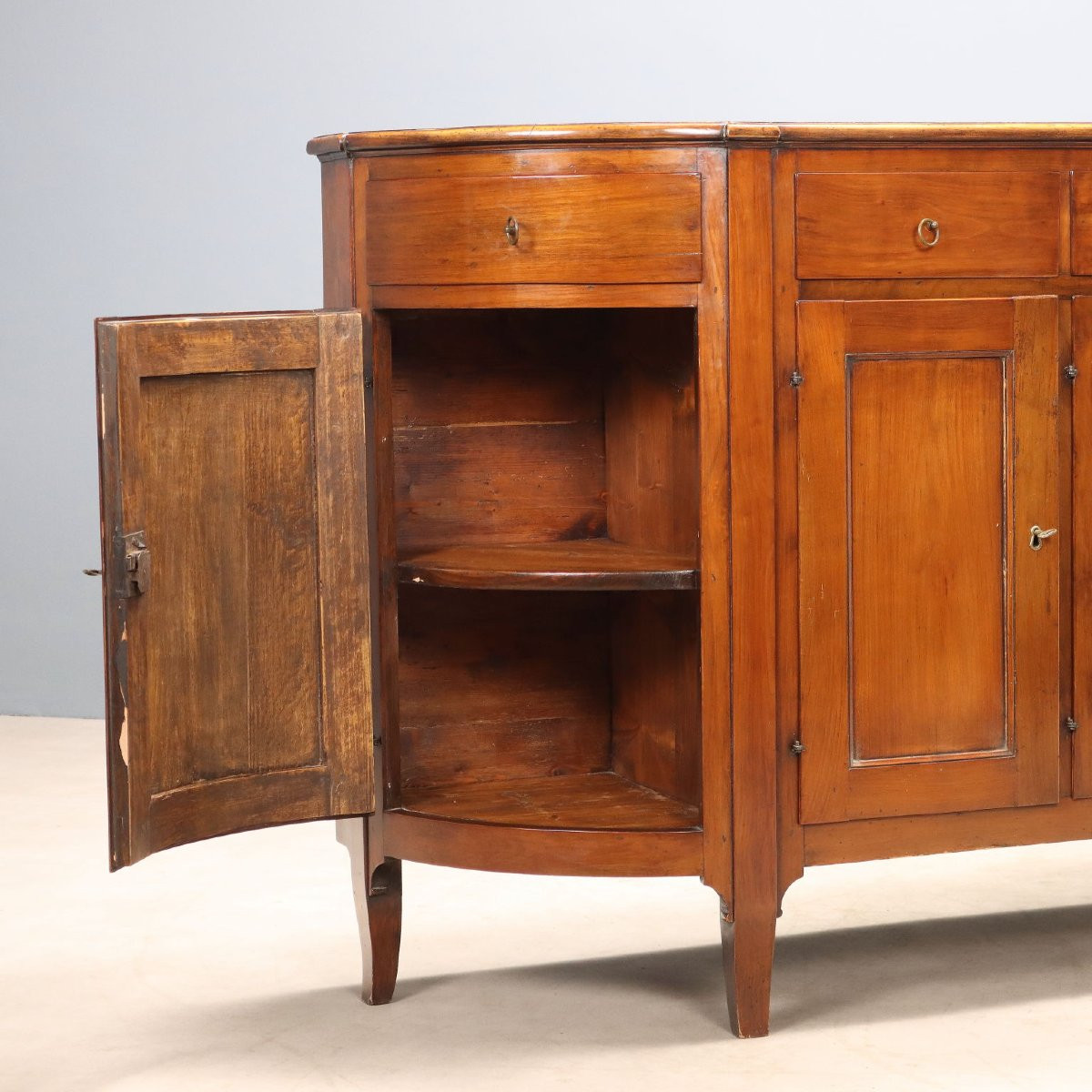 Credenza Scantonata in Ciliegio Italia Inizio XX Secolo-photo-2