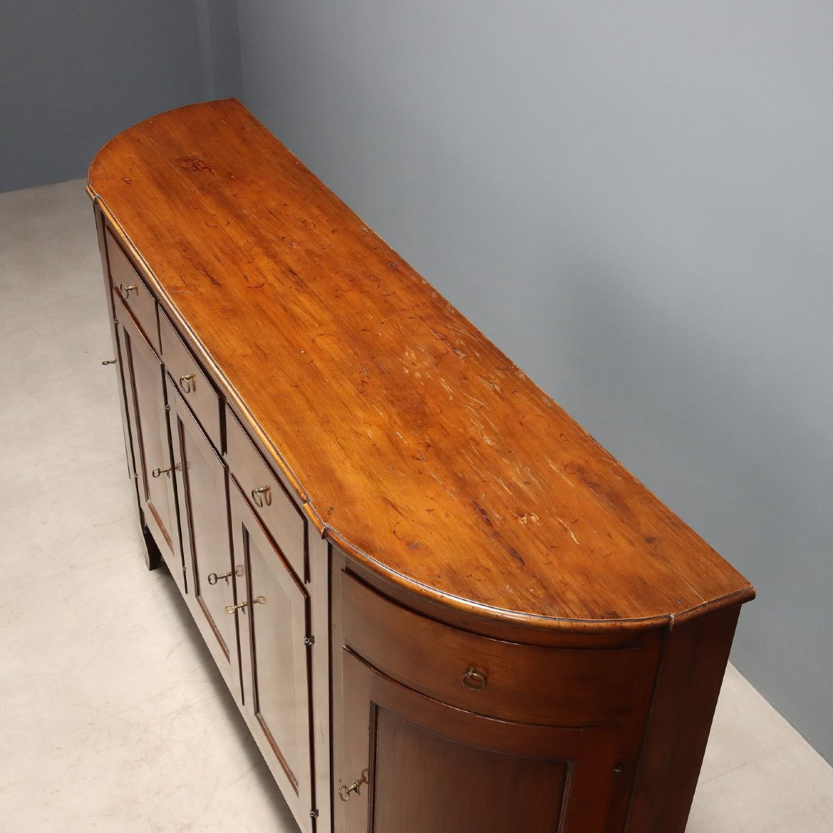Credenza Scantonata in Ciliegio Italia Inizio XX Secolo-photo-6