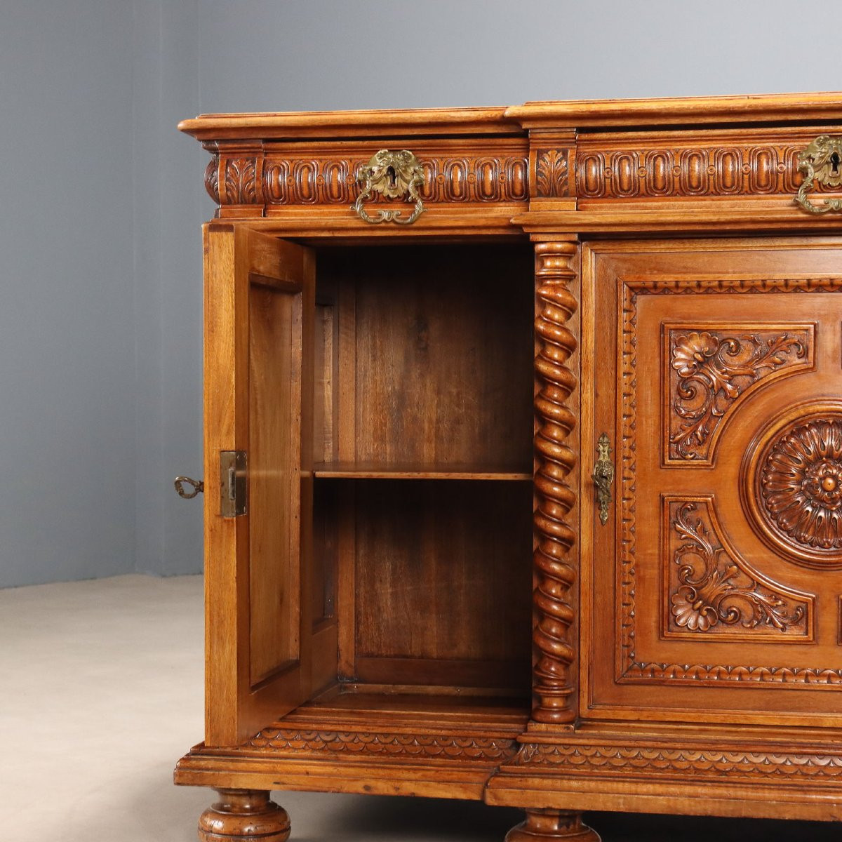 Credenza Neobarocca in Noce Italia, fine XIX Secolo-photo-4
