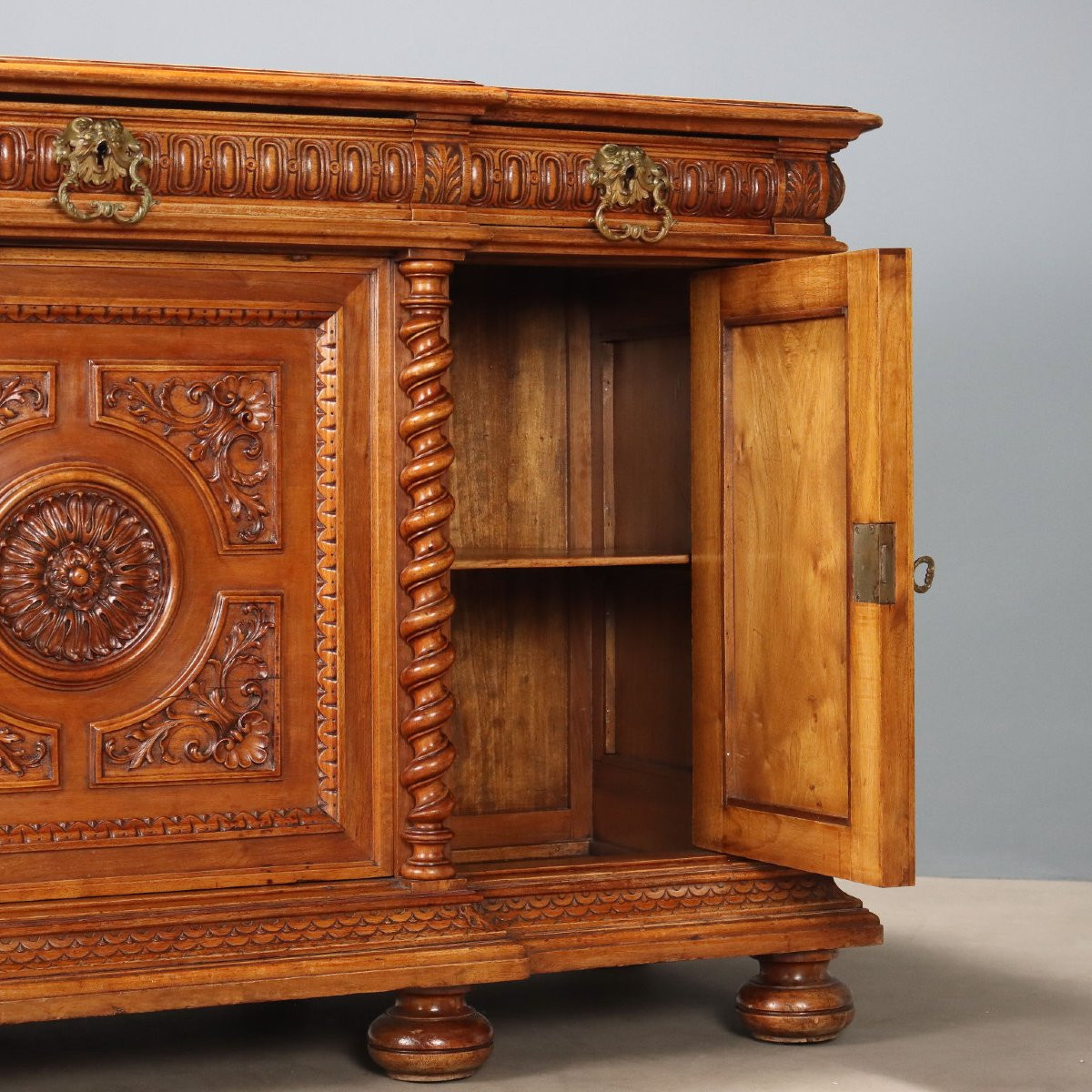 Credenza Neobarocca in Noce Italia, fine XIX Secolo-photo-2
