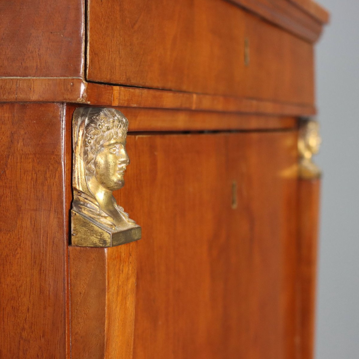 Secretaire Impero in Noce e Piuma di Noce Lombardia Metà XIX Secolo-photo-5
