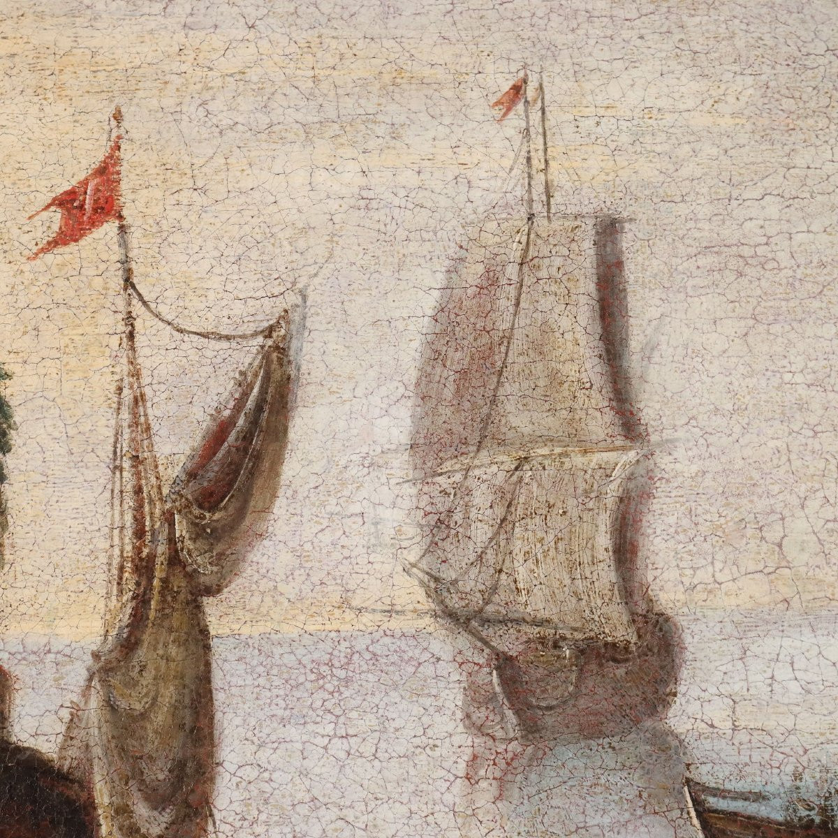 Dipinto Scena di Porto Mediterraneo XVIII Secolo-photo-2