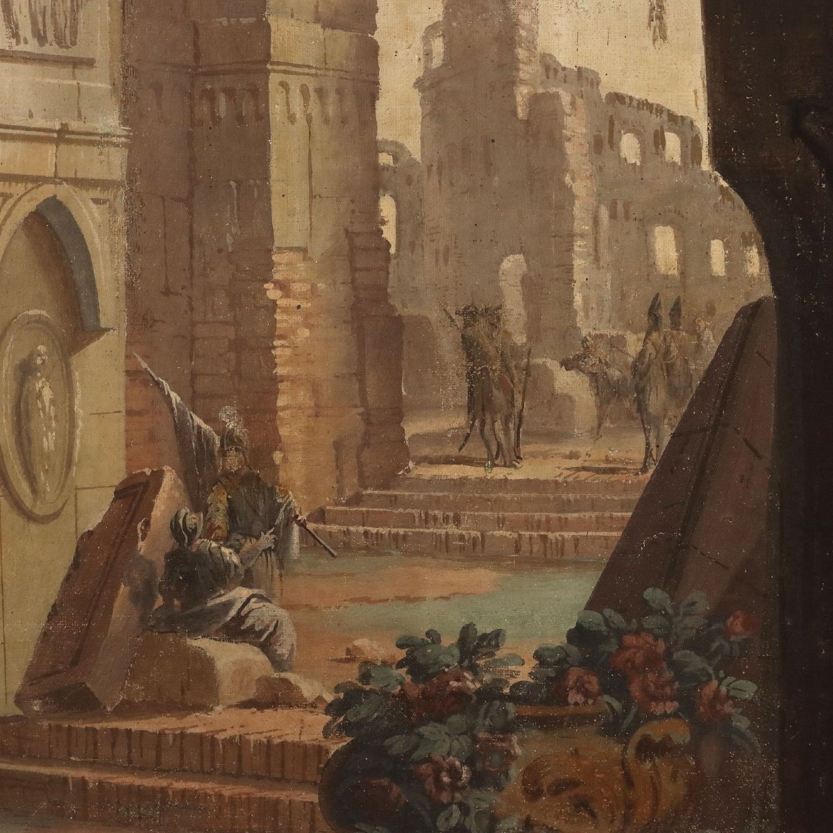 Dipinto Ambito di Pietro Paltronieri Capriccio Architettonico con Figure-photo-4