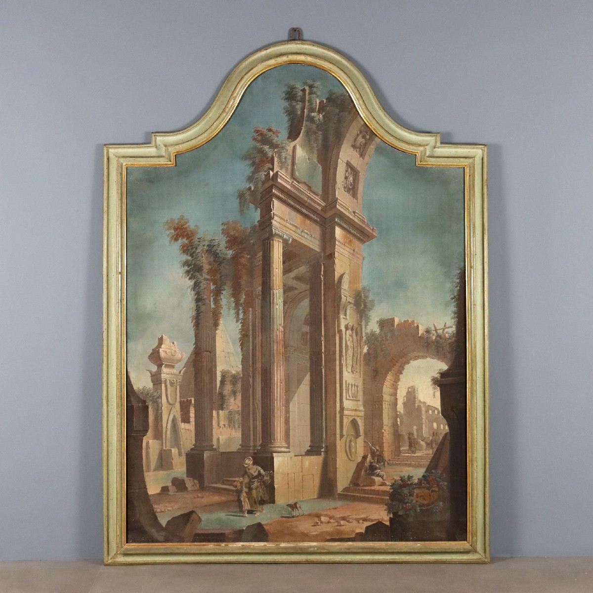 Dipinto Ambito di Pietro Paltronieri Capriccio Architettonico con Figure