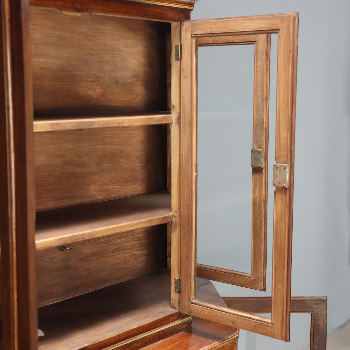 Credenza Doppio Corpo Scantonata in Noce Italia XIX Secolo-photo-4