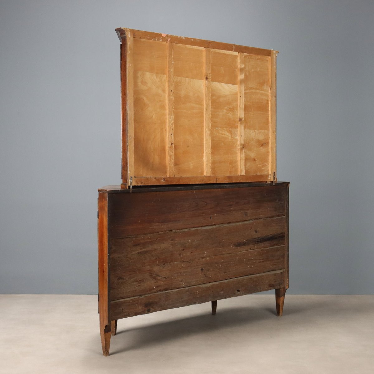 Credenza Doppio Corpo Scantonata in Noce Italia XIX Secolo-photo-6