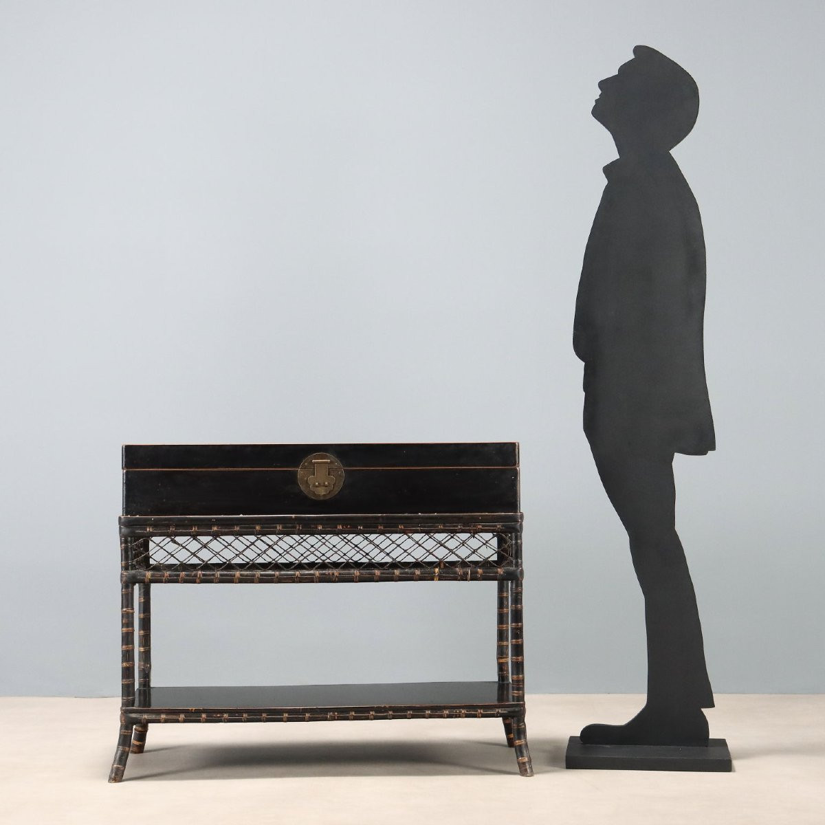 Baule in Legno Laccato in Stile Chinoiserie Cina Fine XIX Secolo-photo-2