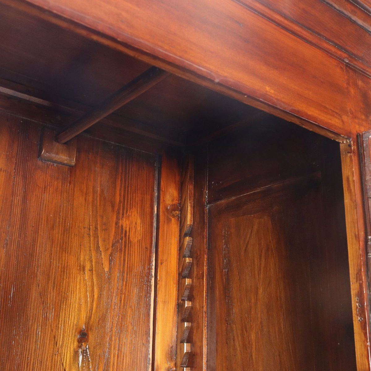 Armadio a due Corpi in Pioppo Tinto Noce Piemonte XIX Secolo-photo-4