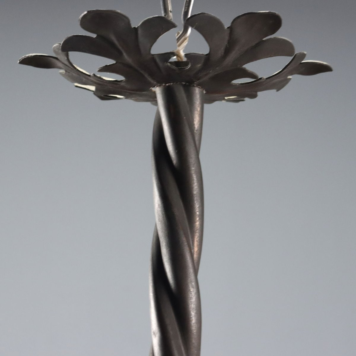 Lampadario Liberty in Metallo Brunito Italia Primo Quarto XX Secolo-photo-6